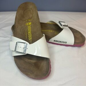 Birkenstock Madrid Woman’s White Sandals with Pink Base